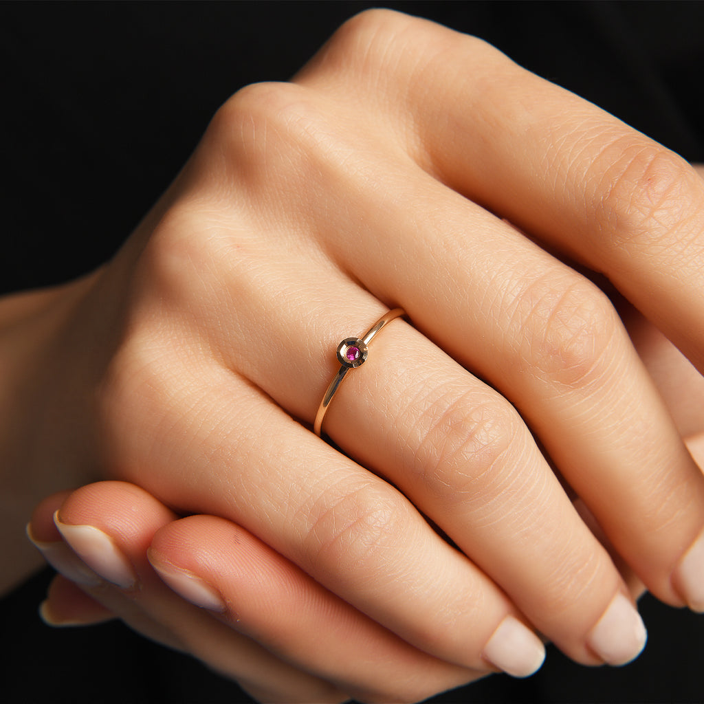 0.02 ct Fantazi Yakut Taşlı Yüzük / 14 Ayar Rose Altın