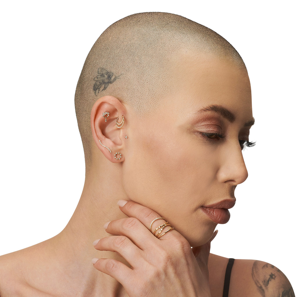 Baget Sallantılı Queen Pırlanta Piercing / 14 Ayar Altın