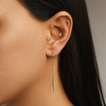 Gusto Taşlı Altın Tragus Çiçek Piercing / 14 Ayar Sarı Altın