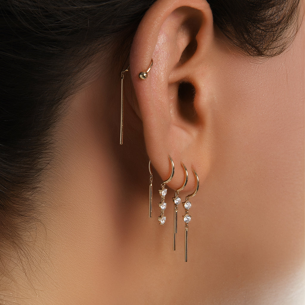 Mocha Pin Mini Top Sallantılı Çubuk Altın Relax Piercing