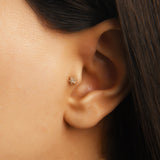 Gusto Taşlı Altın Tragus Çiçek Piercing / 14 Ayar Sarı Altın