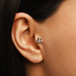 Libra Terazi Burcu Taşlı Altın Piercing / 14 Ayar Sarı Altın