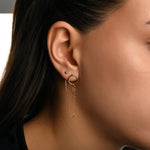 Sıralı Halka Zincir Sallantılı Tek Altın Küpe / 14 Ayar Sarı Altın