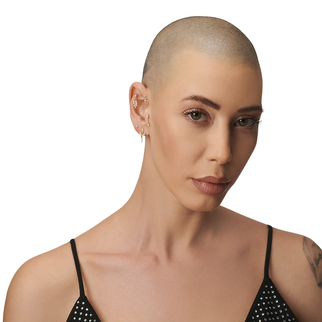 Sarmaşık Pırlanta Piercing / 14 Ayar Altın