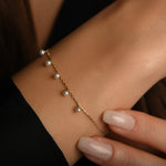 İncili Station Altın Bileklik / 14 Ayar Sarı Altın