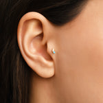 Gusto Turkuaz Taşlı Prizma Altın Tragus Piercing / 14 Ayar Sarı Altın