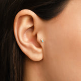 Gusto Turkuaz Taşlı Prizma Altın Tragus Piercing / 14 Ayar Sarı Altın