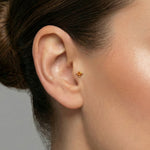 Orange / Palette Renkli Taş Seçenekli Altın Piercing / 14 Ayar Sarı Altın