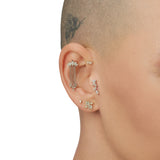 3 Sıra Markiz Pırlanta Piercing / 14 Ayar Sarı Altın