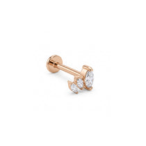 3 Sıra Markiz Pırlanta Piercing / 14 Ayar Rose Altın