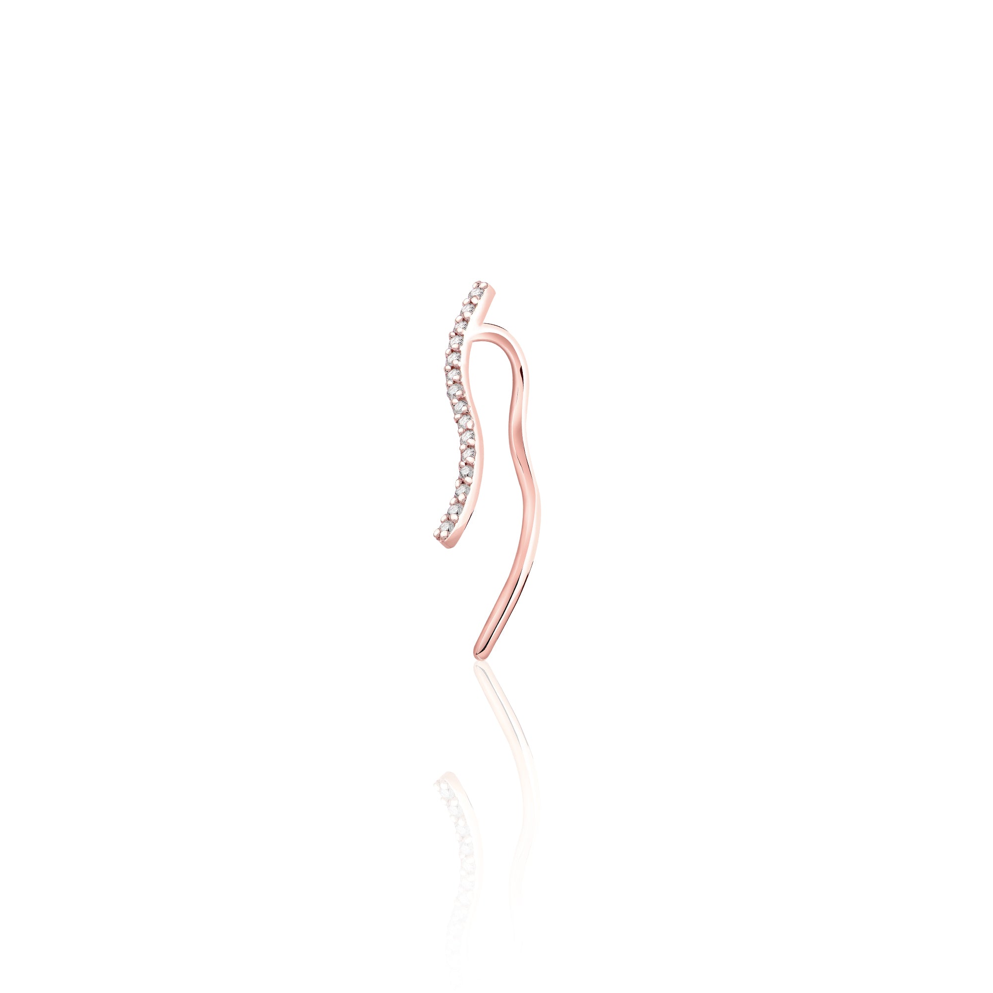 Uzun Wave Pırlanta Piercing / 14 Ayar Rose Altın