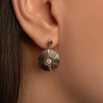 Parasol Tasarım Sallantılı Taşlı Altın Küpe / 14 Ayar Sarı Altın