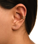 Trio Sade Altın Earcuff / 14 Ayar Sarı Altın