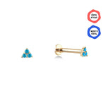 Gusto Triangle 3 Turkuaz Taşlı Altın Tragus Piercing / 14 Ayar Sarı Altın