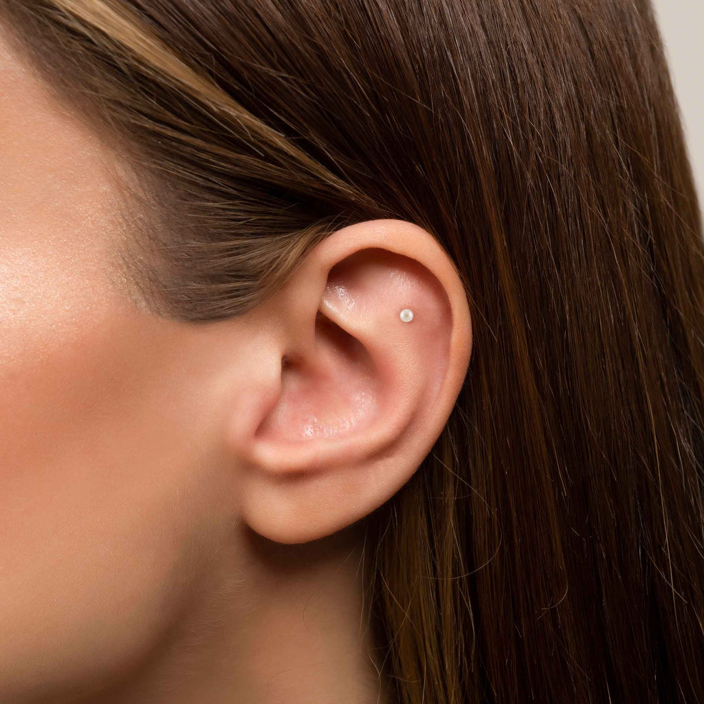 İnci Altın Tragus Piercing / 14 Ayar Sarı Altın