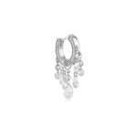 Zincir Sallantılı Damla Taşlı Halka Piercing / 14 Ayar Beyaz Altın