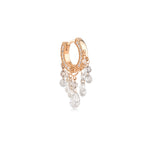 Zincir Sallantılı Damla Taşlı Halka Piercing / 14 Ayar Rose Altın