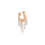 Zincir Sallantılı Damla Taşlı Halka Piercing / 14 Ayar Rose Altın