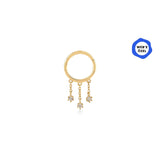 Gusto Three Stone Dangle Gold Ring Piercing