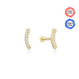 Gusto Minimal Arc Taşlı Altın Tragus Piercing / 14 Ayar Sarı Altın