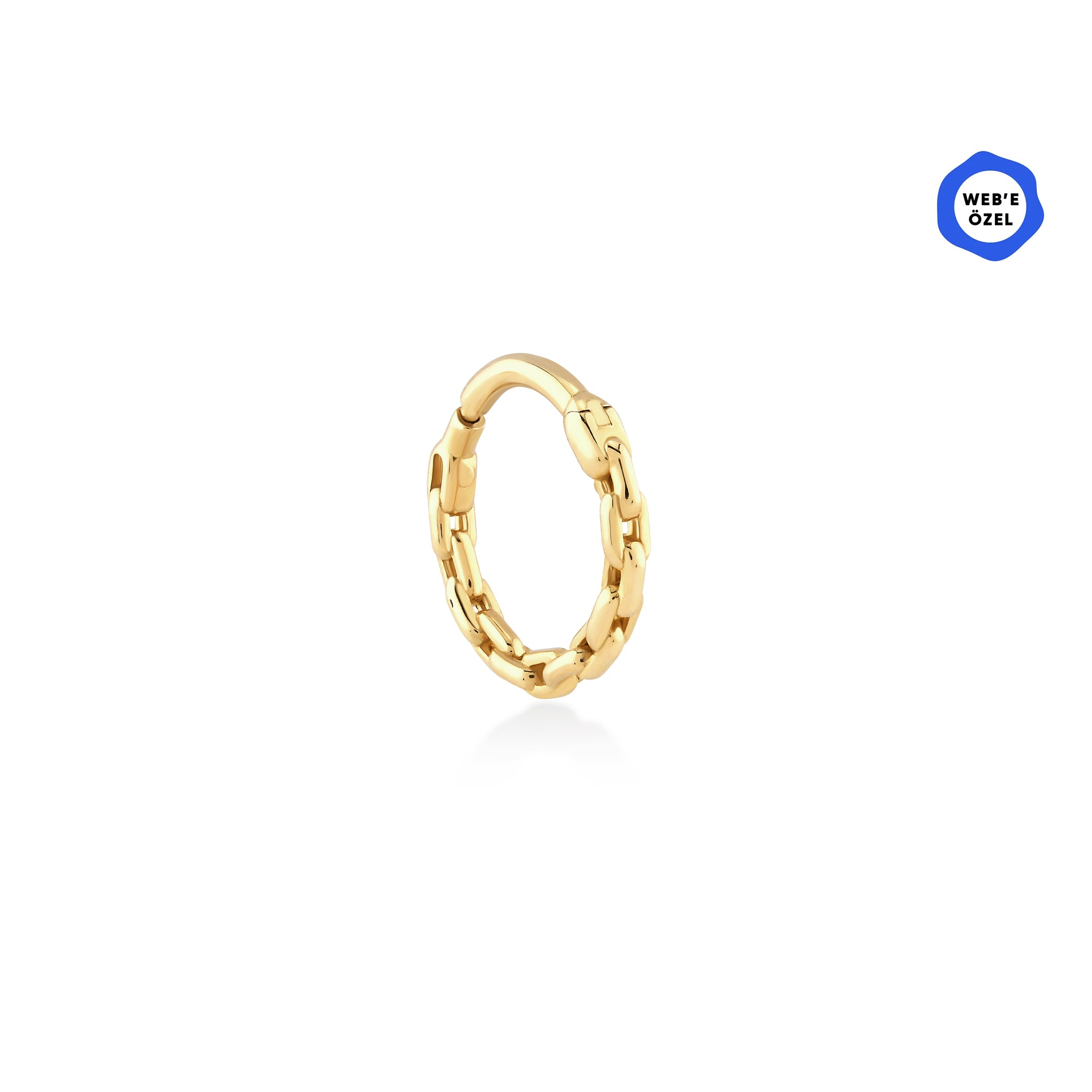 Zincir Model Altın Halka Piercing / 14 Ayar Sarı Altın