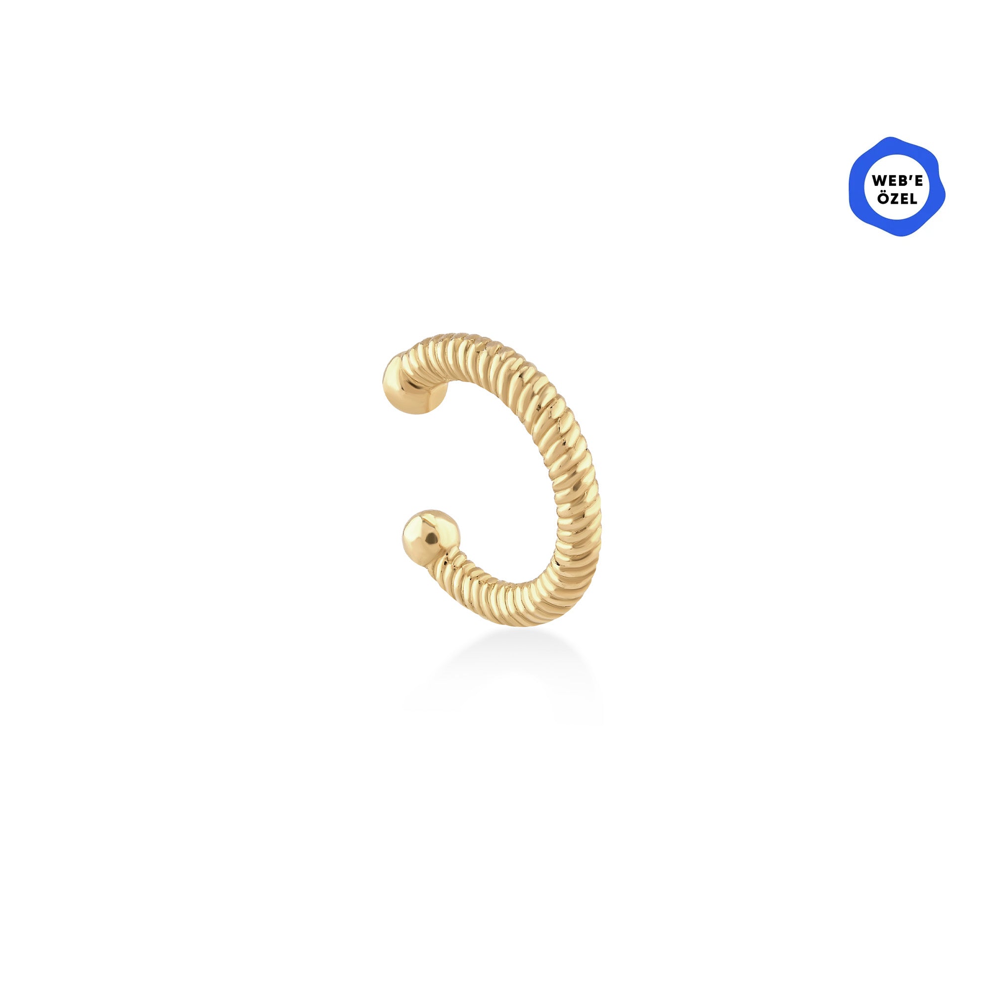 Burgu Altın Kıkırdak Earcuff / 14 Ayar Sarı Altın