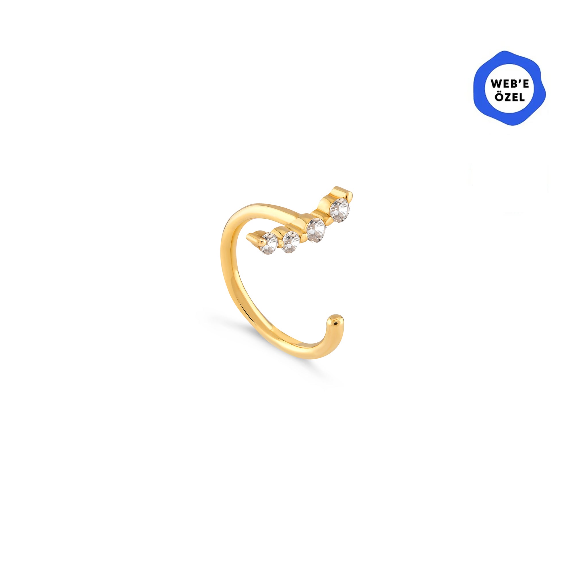 Latte Taşlı Bar Altın Relax Piercing / 14 Ayar Sarı Altın