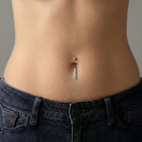 Lumina Salkım Damla Taş Sallantılı Altın Piercing / 14 Ayar Sarı Altın