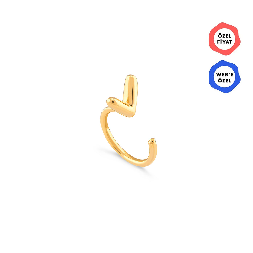 Latte Chevron Altın Relax Piercing / 14 Ayar Sarı Altın