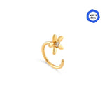 Latte Bold Taşlı Papatya Çiçeği Altın Relax Piercing / 14 Ayar Sarı Altın