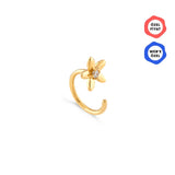 Latte Bold Taşlı Papatya Çiçeği Altın Relax Piercing / 14 Ayar Sarı Altın