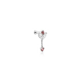 Yaprak Form Markiz Kesim Taşlı Altın Piercing / 14 Ayar beyaz Altın