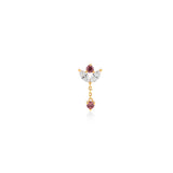 Yaprak Form Markiz Kesim Taşlı Altın Piercing / 14 Ayar Sarı Altın