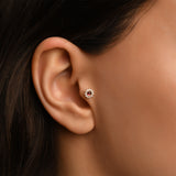 Opalit ve Turmalin Taş Seçenekli Floral Altın Piercing / 14 Ayar Sarı Altın