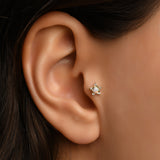 Opalit ve Turmalin Taş Seçenekli Yıldız Altın Piercing / 14 Ayar Sarı Altın