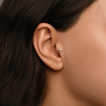 Opalit ve Turmalin Taş Seçenekli Yıldız Altın Piercing / 14 Ayar Sarı Altın