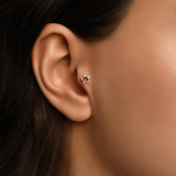 Opalit ve Turmalin Taş Seçenekli Yıldız Altın Piercing / 14 Ayar Sarı Altın