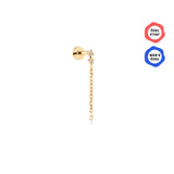 Пирсинг для козелка Gusto Premium с двумя направленными треугольными цепочками и бриллиантами