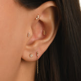 Gusto Premium Asimetrik Dörtlü Dizilim Tragus Pırlanta Piercing / 14 Ayar Sarı Altın