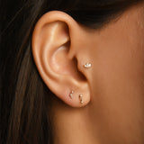 Gusto Premium Trio Üçgen Tragus Pırlanta Piercing / 14 Ayar Sarı Altın