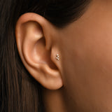 Gusto Premium Asimetrik Dörtlü Dizilim Tragus Pırlanta Piercing / 14 Ayar Sarı Altın
