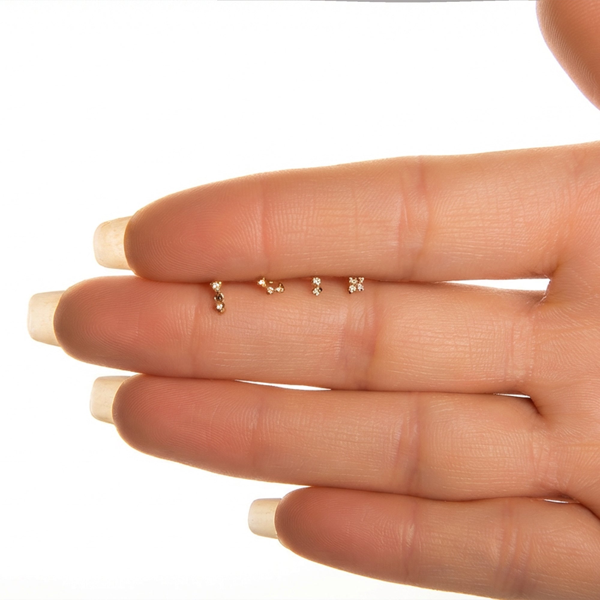 Gusto Premium Dörtlü Ahenk Tragus Pırlanta Piercing / 14 Ayar Sarı Altın