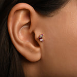 Markiz Renkli Taş Seçenekli Altın Piercing / 14 Ayar Sarı Altın