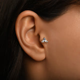 Markiz Renkli Taş Seçenekli Altın Piercing / 14 Ayar Sarı Altın