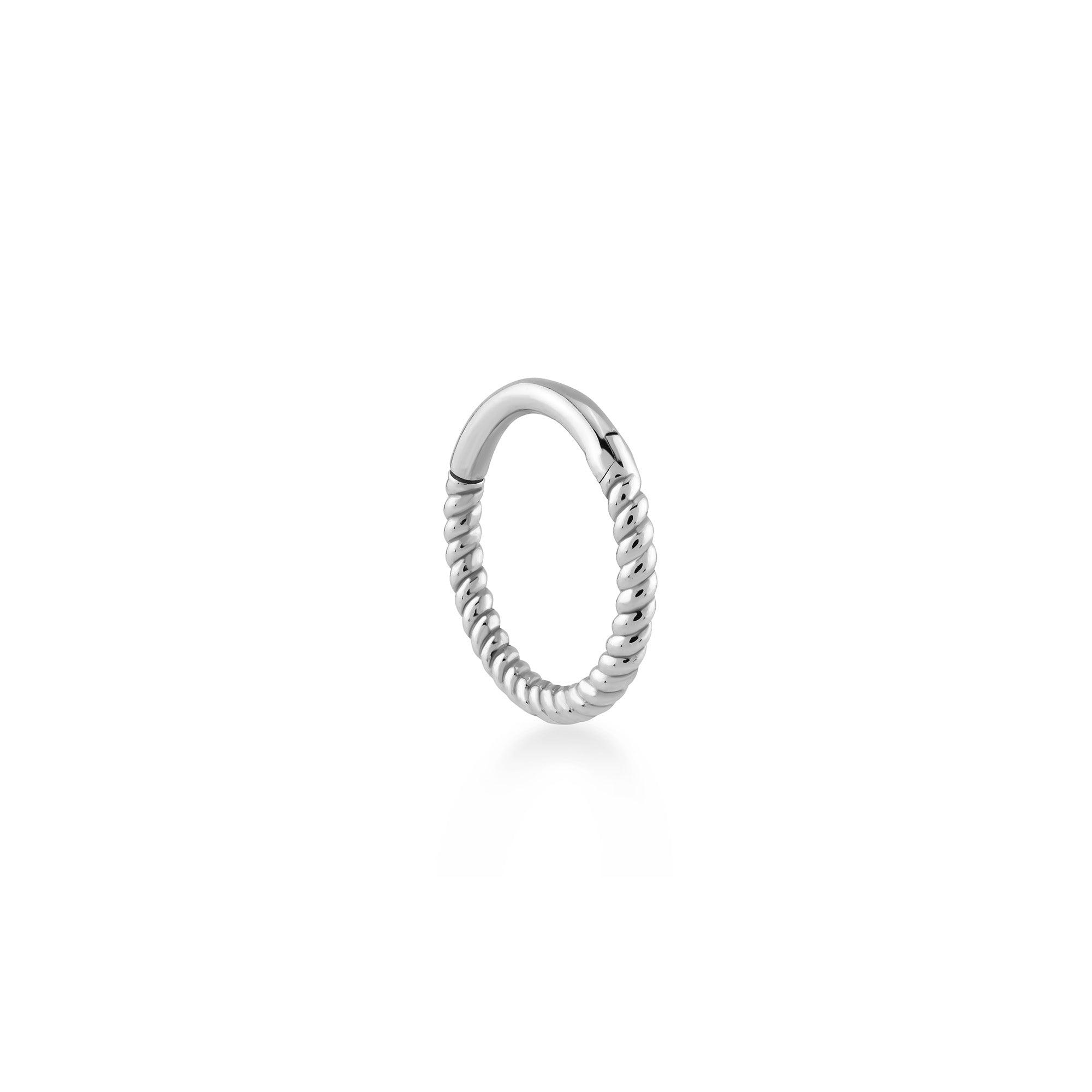 Burgulu Altın Halka Piercing (12mm) / 14 Ayar Beyaz Altın