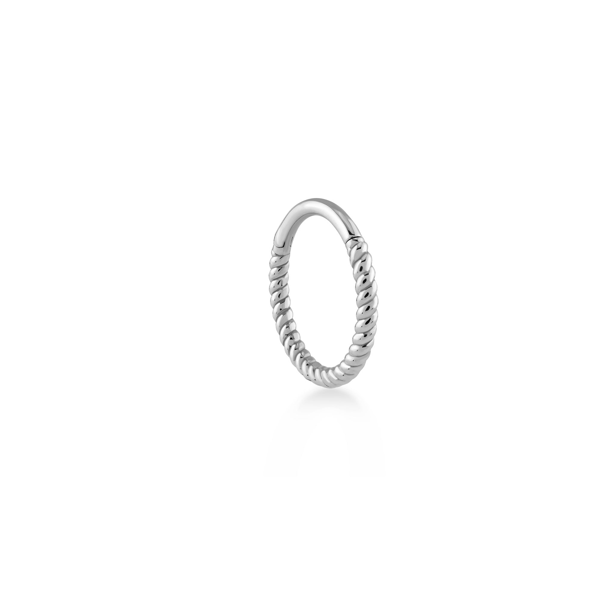 Burgulu Altın Halka Piercing (13mm) / 14 Ayar Beyaz Altın