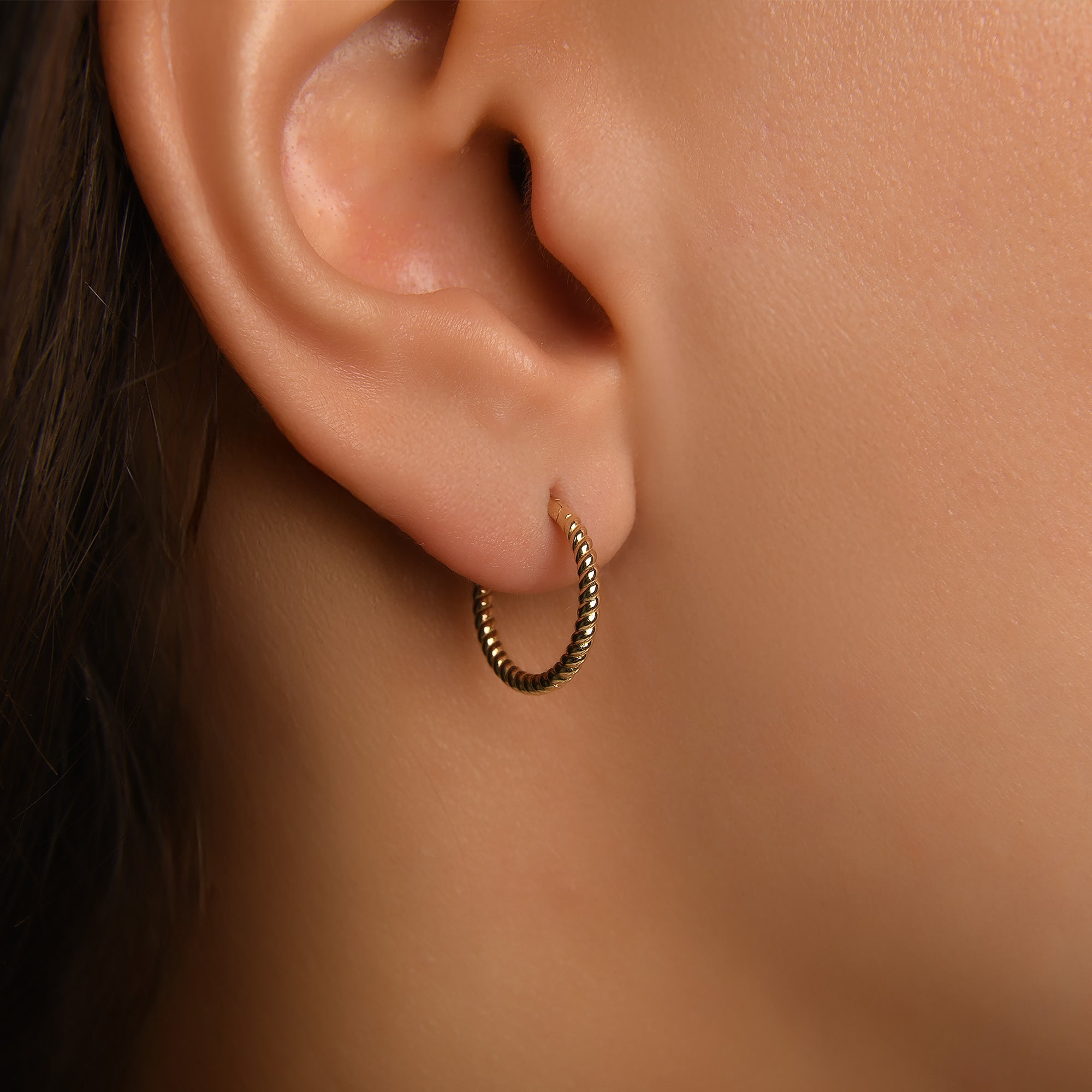 Burgulu Altın Halka Piercing (13mm) / 14 Ayar Sarı Altın