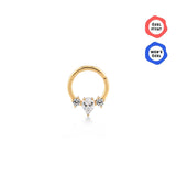 Orion Üç Taşlı Damla Kesim Halka Piercing