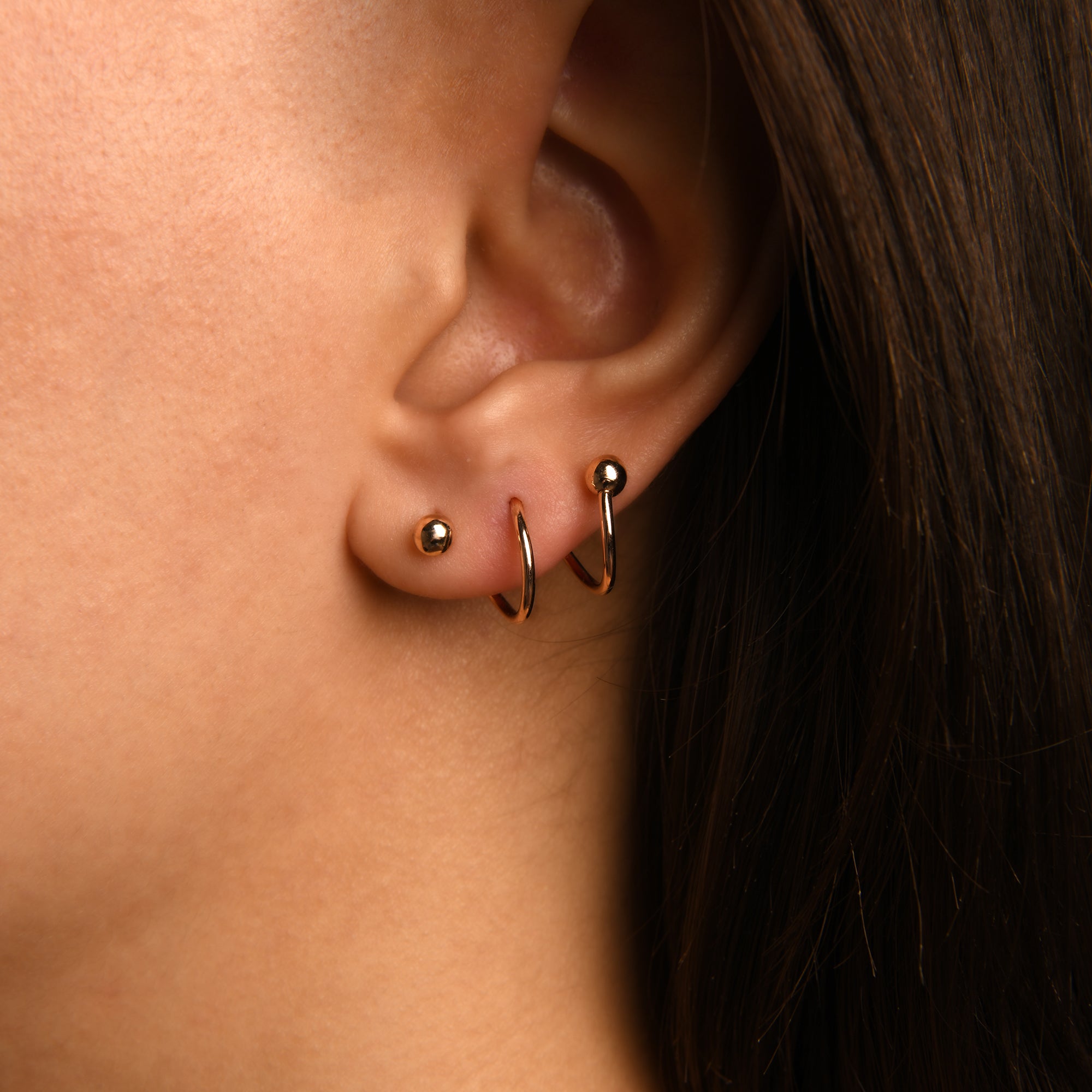 Toplu Sarmal Altın Piercing / 14 Ayar Sarı Altın