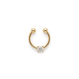 Tek Taşlı Altın Septum Piercing